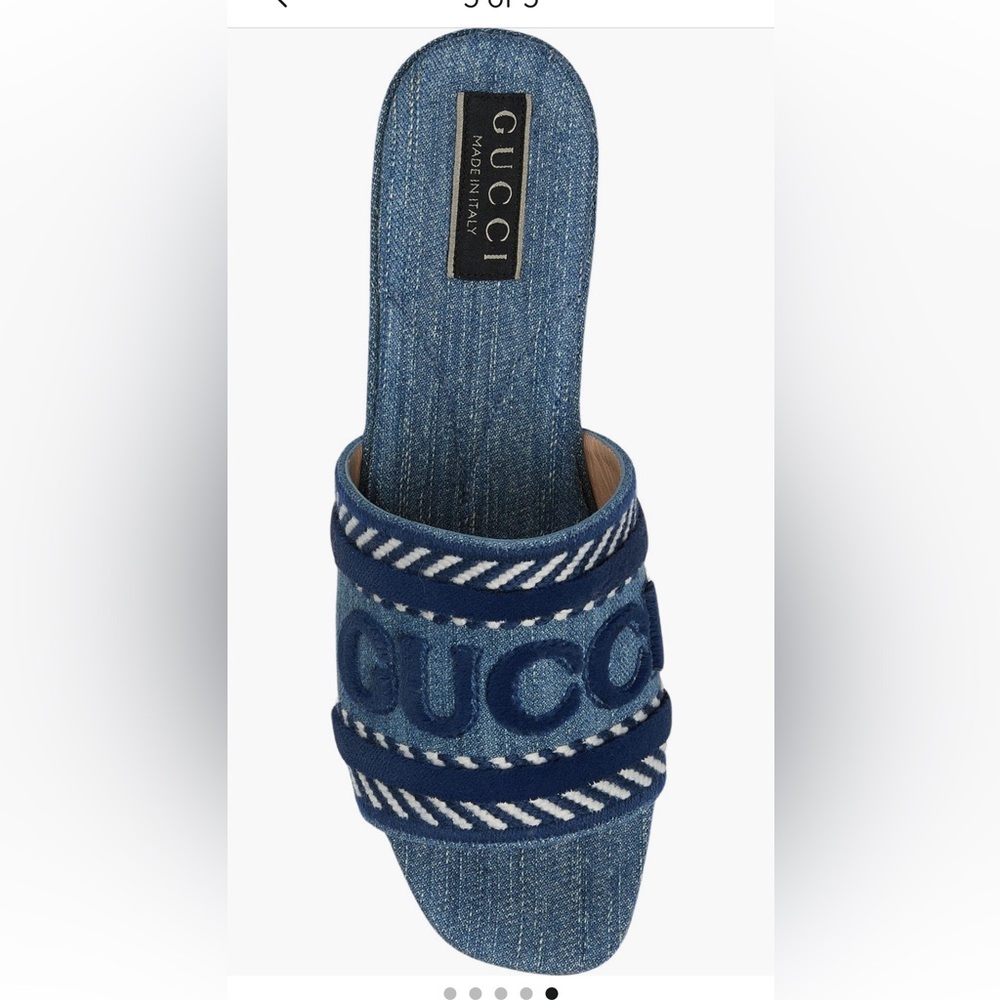 Authentic Gucci Jane Slide Sandal Denim Light Blue New 7 US 37 EU - Picture 2 of 11